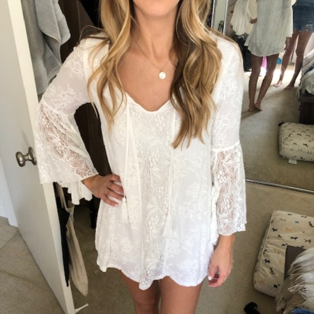 Olivaceous Bohemian Bell Sleeve Mini Dress